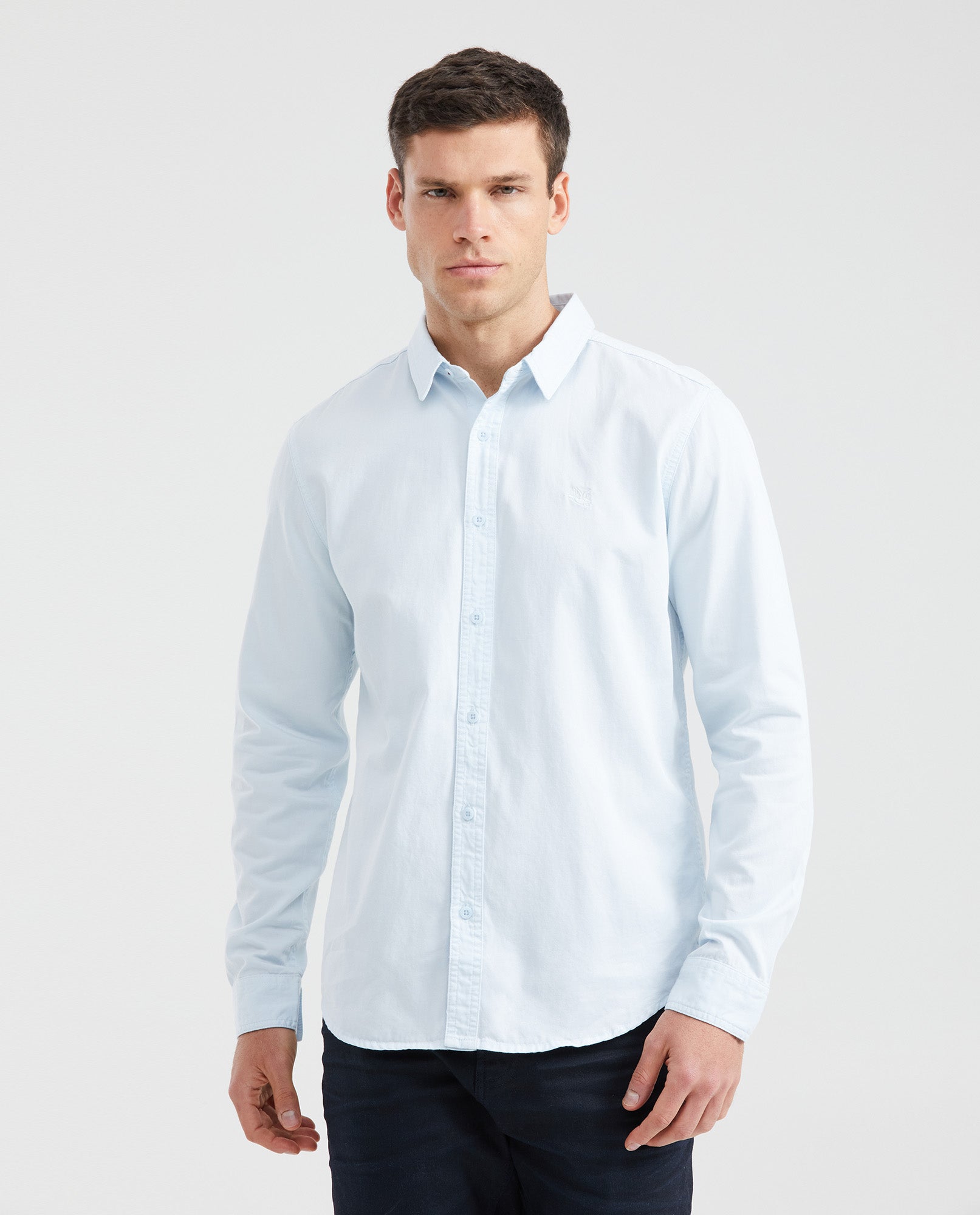 Men's Slim Fit Long Sleeve Shirt Tone-on-Tone Duck Shaped Side Vents 100% Cotton - 1