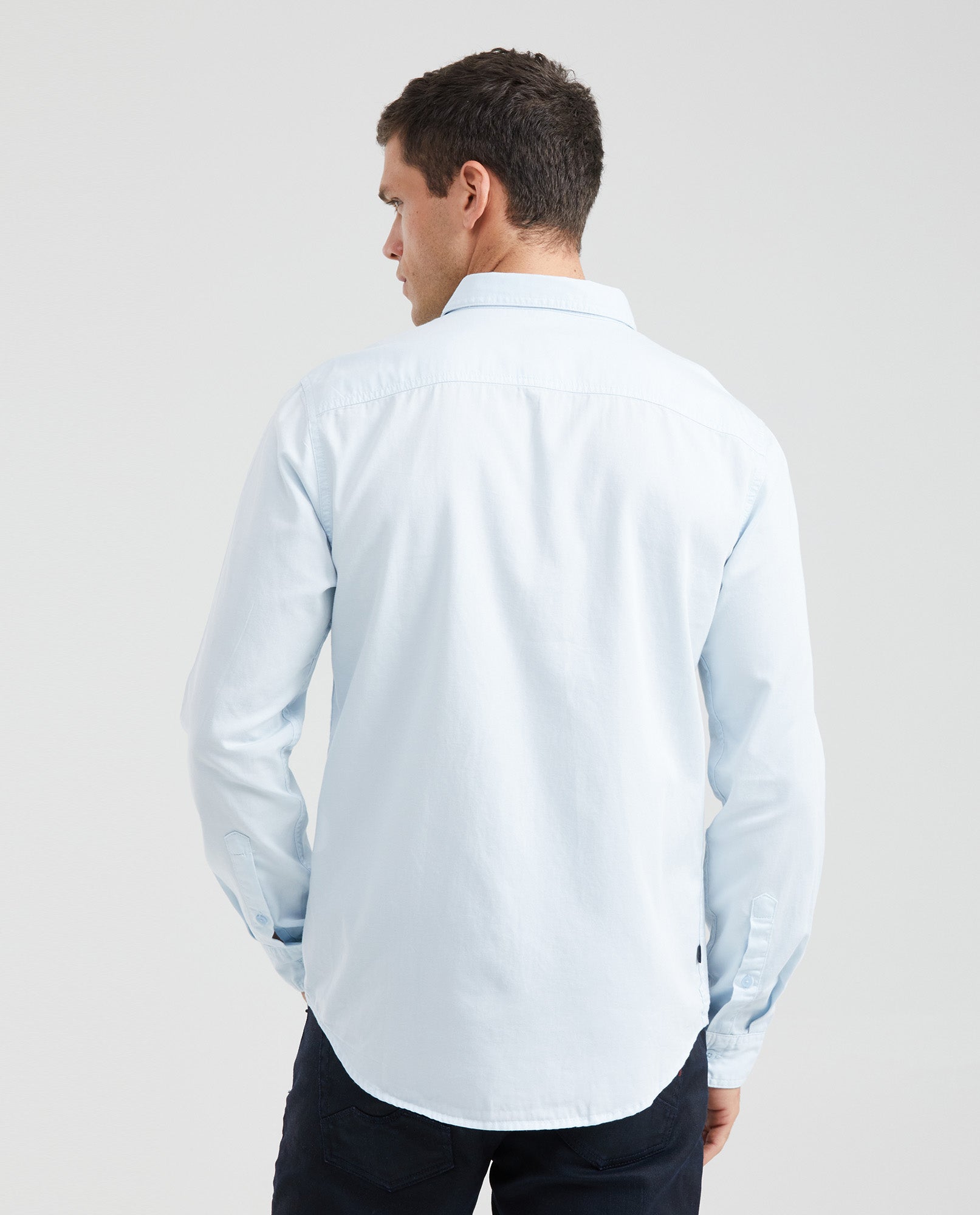 Men's Slim Fit Long Sleeve Shirt Tone-on-Tone Duck Shaped Side Vents 100% Cotton - 3