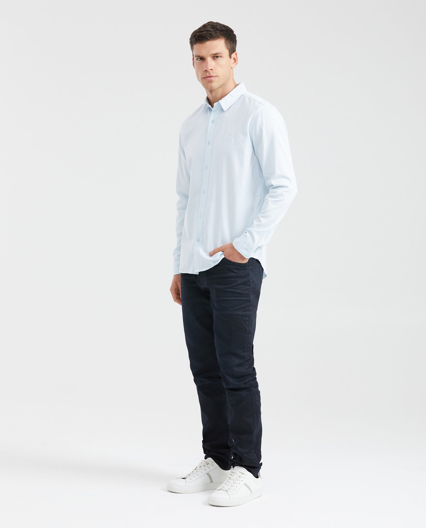 Men's Slim Fit Long Sleeve Shirt Tone-on-Tone Duck Shaped Side Vents 100% Cotton - 6