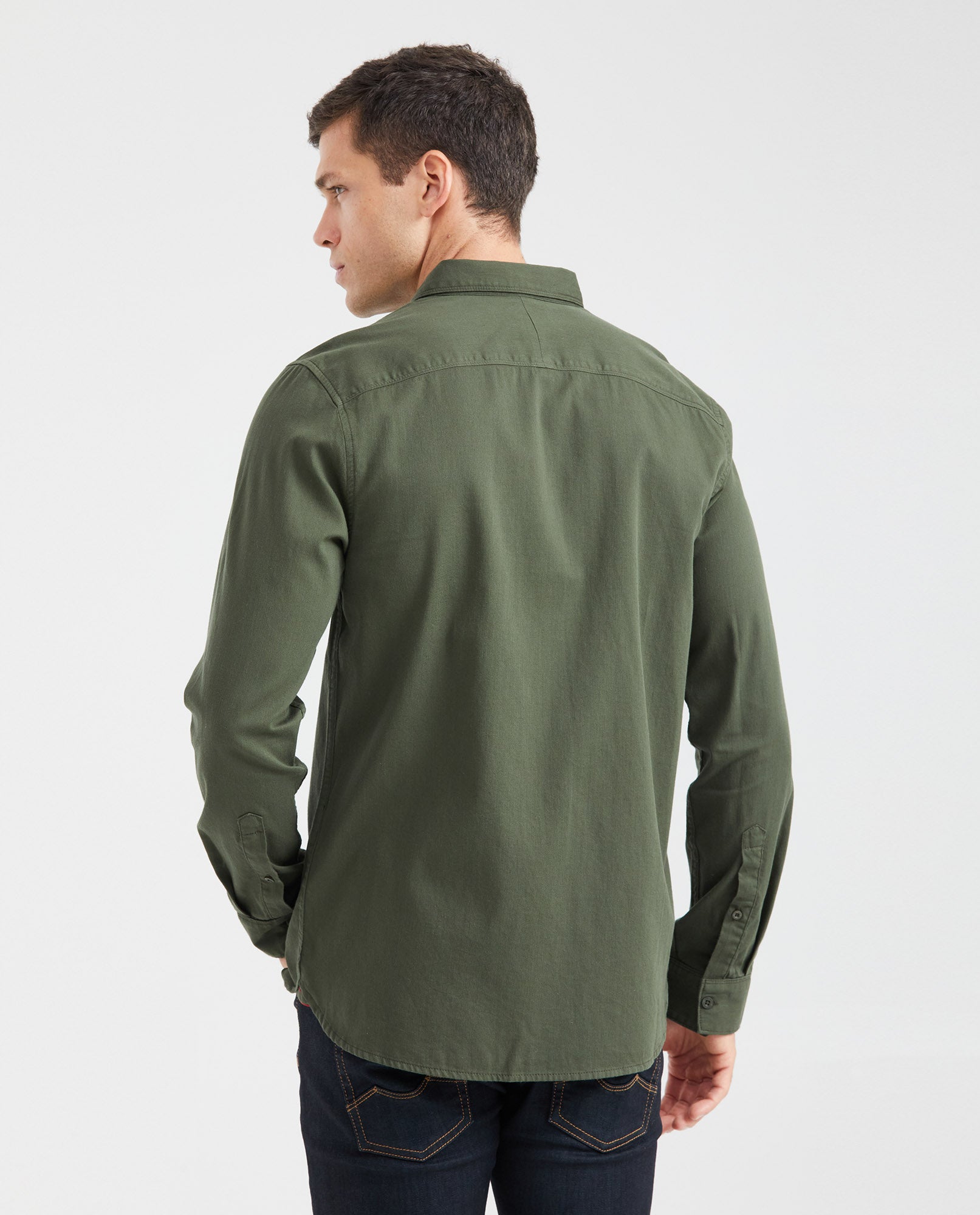 Men's Slim Fit Long Sleeve Button-Down Corduroy Shirt 100% Cotton - 5