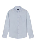 Mens Shirt Long Sleeve Slim Fit Open Collar Poplin Cotton Lycra Subtle Horizontal Ribs Woven Label - Blue 63_611H000_AZU124202_3