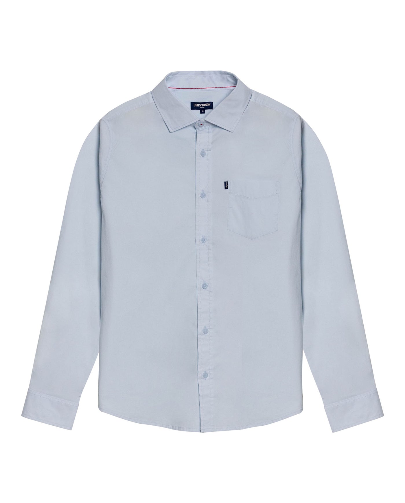 Mens Shirt Long Sleeve Slim Fit Open Collar Poplin Cotton Lycra Subtle Horizontal Ribs Woven Label - Blue 63_611H000_AZU124202_3