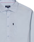 Mens Shirt Long Sleeve Slim Fit Open Collar Poplin Cotton Lycra Subtle Horizontal Ribs Woven Label - Blue 63_611H000_AZU124202_8