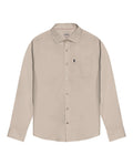 Mens Shirt Long Sleeve Slim Fit Open Collar Poplin Cotton Lycra Subtle Horizontal Ribs Woven Label - Gray 63_611H000_GRI140000_3
