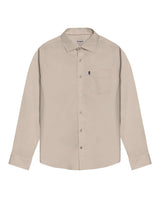 Mens Shirt Long Sleeve Slim Fit Open Collar Poplin Cotton Lycra Subtle Horizontal Ribs Woven Label - Gray 63_611H000_GRI140000_3