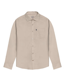 Mens Shirt Long Sleeve Slim Fit Open Collar Poplin Cotton Lycra Subtle Horizontal Ribs Woven Label - Gray 63_611H000_GRI140000_3