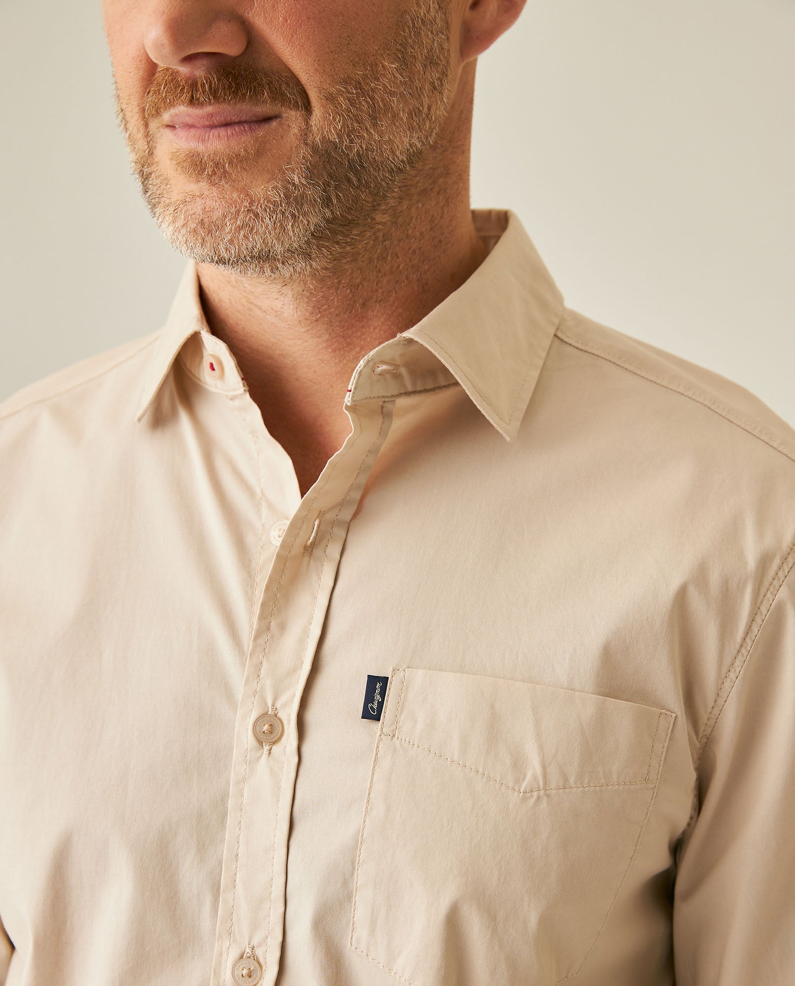 Mens Shirt Long Sleeve Slim Fit Open Collar Poplin Cotton Lycra Subtle Horizontal Ribs Woven Label - Gray 63_611H000_GRI140000_5