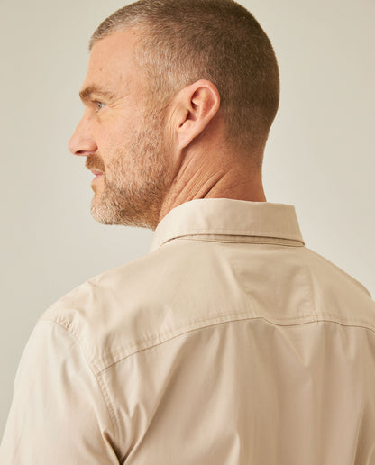 Mens Shirt Long Sleeve Slim Fit Open Collar Poplin Cotton Lycra Subtle Horizontal Ribs Woven Label - Gray 63_611H000_GRI140000_7