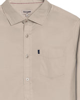 Mens Shirt Long Sleeve Slim Fit Open Collar Poplin Cotton Lycra Subtle Horizontal Ribs Woven Label - Gray 63_611H000_GRI140000_8