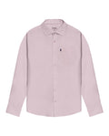 Mens Shirt Long Sleeve Slim Fit Open Collar Poplin Cotton Lycra Subtle Horizontal Ribs Woven Label - Pink 63_611H000_ROS132805_3