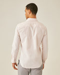 Mens Shirt Long Sleeve Slim Fit Open Collar Poplin Cotton Lycra Subtle Horizontal Ribs Woven Label - Pink 63_611H000_ROS132805_6