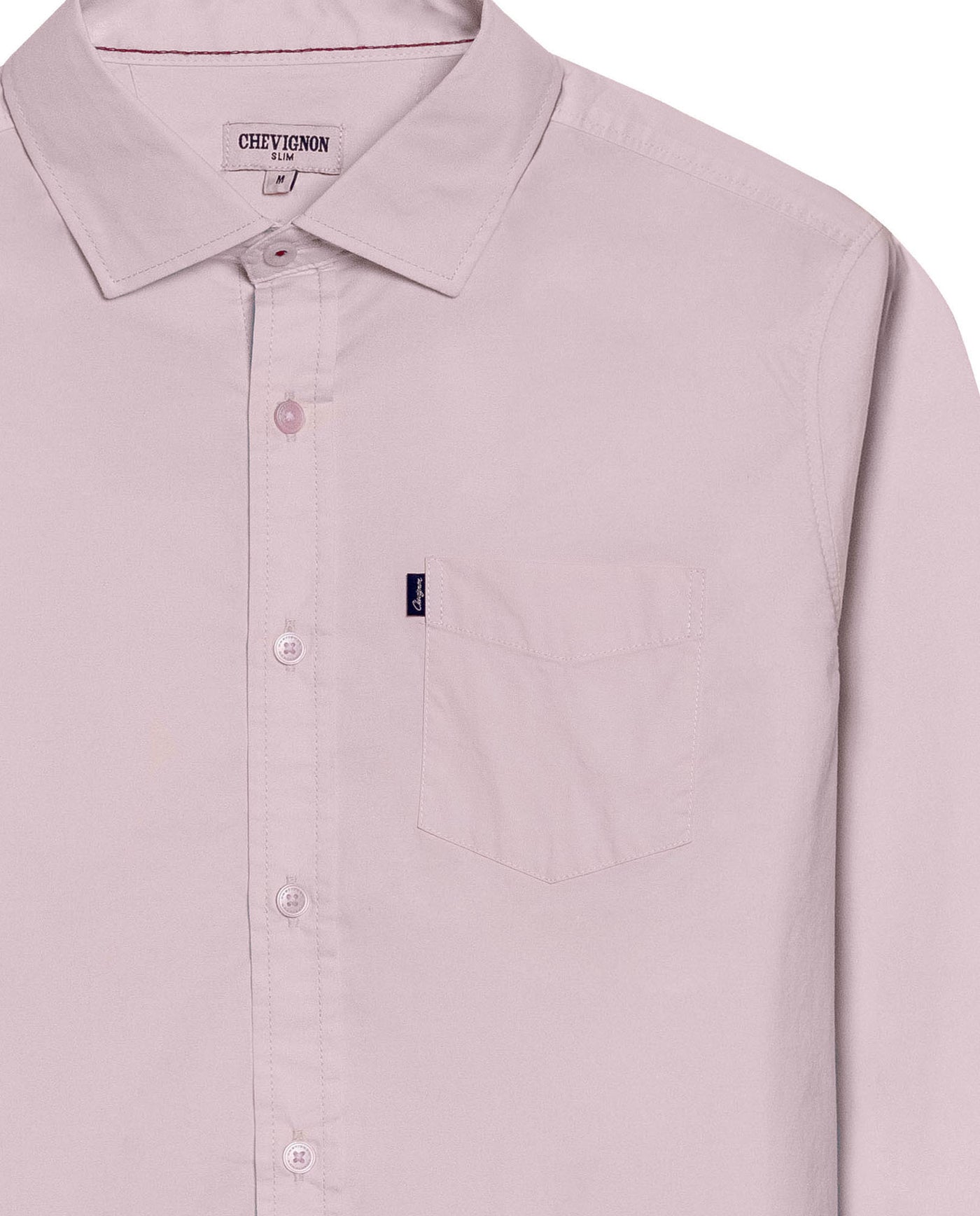 Mens Shirt Long Sleeve Slim Fit Open Collar Poplin Cotton Lycra Subtle Horizontal Ribs Woven Label - Pink 63_611H000_ROS132805_8