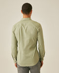 Mens Shirt Long Sleeve Slim Fit Open Collar Poplin Cotton Lycra Subtle Horizontal Ribs Woven Label - Green 63_611H000_VER160213_6