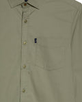 Mens Shirt Long Sleeve Slim Fit Open Collar Poplin Cotton Lycra Subtle Horizontal Ribs Woven Label - Green 63_611H000_VER160213_8