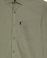 Mens Shirt Long Sleeve Slim Fit Open Collar Poplin Cotton Lycra Subtle Horizontal Ribs Woven Label - Green 63_611H000_VER160213_8