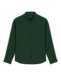 Mens Shirt Long Sleeve Slim Fit Open Collar Poplin Cotton Lycra Subtle Horizontal Ribs Woven Label - Green 63_611H000_VER195914_3