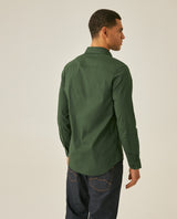 Mens Shirt Long Sleeve Slim Fit Open Collar Poplin Cotton Lycra Subtle Horizontal Ribs Woven Label - Green 63_611H000_VER195914_6