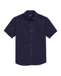 Mens Shirt Short Sleeve Slim Fit Spread Collar Poplin Cotton Lycra Woven Pocket Label - Blue 63_611H001_AZU193924_3
