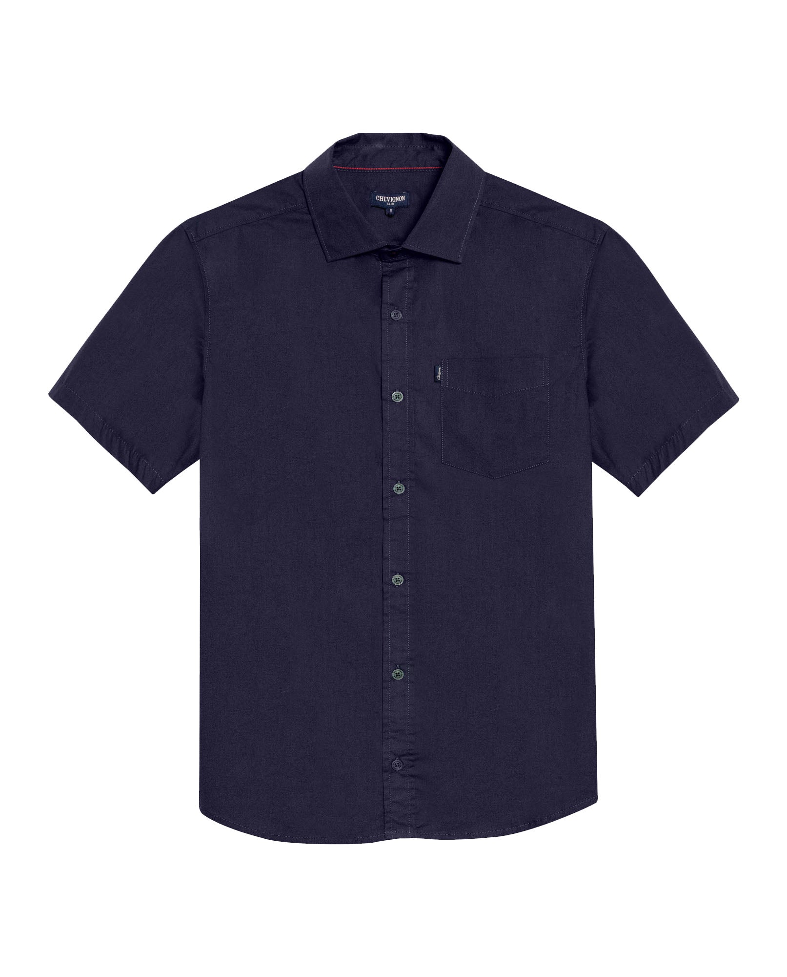 Mens Shirt Short Sleeve Slim Fit Spread Collar Poplin Cotton Lycra Woven Pocket Label - Blue 63_611H001_AZU193924_3