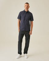 Mens Shirt Short Sleeve Slim Fit Spread Collar Poplin Cotton Lycra Woven Pocket Label - Blue 63_611H001_AZU193924_4