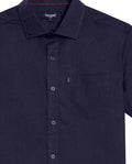 Mens Shirt Short Sleeve Slim Fit Spread Collar Poplin Cotton Lycra Woven Pocket Label - Blue 63_611H001_AZU193924_8