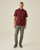 Mens Shirt Short Sleeve Slim Fit Spread Collar Poplin Cotton Lycra Woven Pocket Label - Red 63_611H001_ROJ191528_4