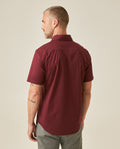 Mens Shirt Short Sleeve Slim Fit Spread Collar Poplin Cotton Lycra Woven Pocket Label - Red 63_611H001_ROJ191528_6