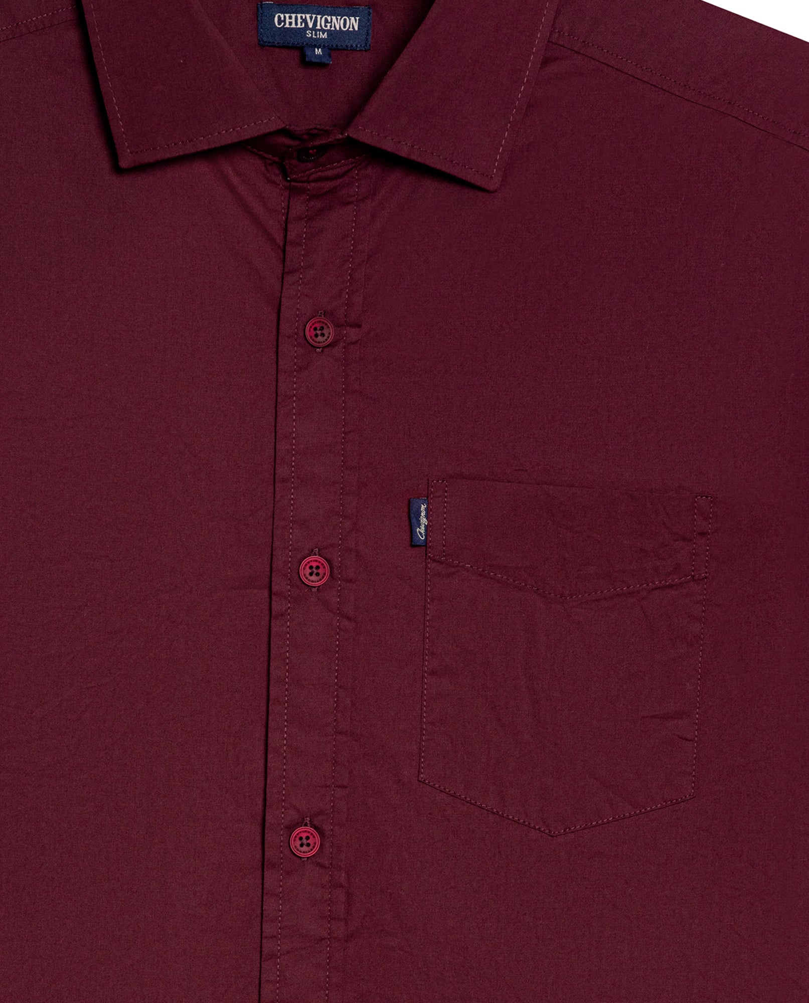 Mens Shirt Short Sleeve Slim Fit Spread Collar Poplin Cotton Lycra Woven Pocket Label - Red 63_611H001_ROJ191528_8