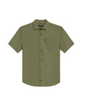 Mens Shirt Short Sleeve Slim Fit Spread Collar Poplin Cotton Lycra Woven Pocket Label - Green 63_611H001_VER170115_3