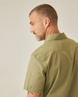 Mens Shirt Short Sleeve Slim Fit Spread Collar Poplin Cotton Lycra Woven Pocket Label - Green 63_611H001_VER170115_7