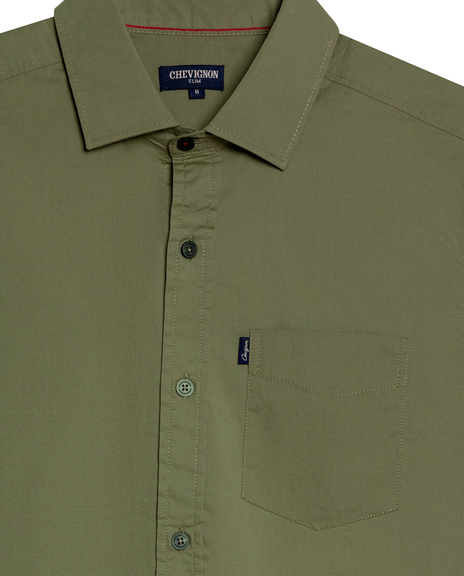 Mens Shirt Short Sleeve Slim Fit Spread Collar Poplin Cotton Lycra Woven Pocket Label - Green 63_611H001_VER170115_8