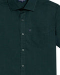 Mens Shirt Short Sleeve Slim Fit Spread Collar Poplin Cotton Lycra Woven Pocket Label - Green 63_611H001_VER195212_8