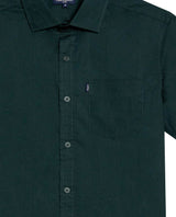 Mens Shirt Short Sleeve Slim Fit Spread Collar Poplin Cotton Lycra Woven Pocket Label - Green 63_611H001_VER195212_8