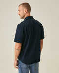 Mens Shirt Short Sleeve Slim Fit Twill Cotton Tone on Tone Duck Embroidery Marked Buttons - Blue 63_611H002_AZU193924_6