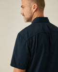 Mens Shirt Short Sleeve Slim Fit Twill Cotton Tone on Tone Duck Embroidery Marked Buttons - Blue 63_611H002_AZU193924_7