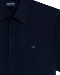 Mens Shirt Short Sleeve Slim Fit Twill Cotton Tone on Tone Duck Embroidery Marked Buttons - Blue 63_611H002_AZU193924_8