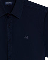 Mens Shirt Short Sleeve Slim Fit Twill Cotton Tone on Tone Duck Embroidery Marked Buttons - Blue 63_611H002_AZU193924_8