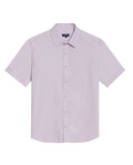 Mens Shirt Short Sleeve Slim Fit Twill Cotton Tone on Tone Duck Embroidery Marked Buttons - Purple 63_611H002_MOR133802_3