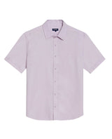 Mens Shirt Short Sleeve Slim Fit Twill Cotton Tone on Tone Duck Embroidery Marked Buttons - Purple 63_611H002_MOR133802_3