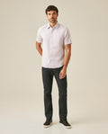 Mens Shirt Short Sleeve Slim Fit Twill Cotton Tone on Tone Duck Embroidery Marked Buttons - Purple 63_611H002_MOR133802_4