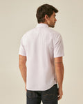 Mens Shirt Short Sleeve Slim Fit Twill Cotton Tone on Tone Duck Embroidery Marked Buttons - Purple 63_611H002_MOR133802_6