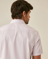 Mens Shirt Short Sleeve Slim Fit Twill Cotton Tone on Tone Duck Embroidery Marked Buttons - Purple 63_611H002_MOR133802_7