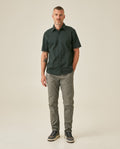 Mens Shirt Short Sleeve Slim Fit Twill Cotton Tone on Tone Duck Embroidery Marked Buttons - Green 63_611H002_VER195350_4