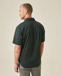 Mens Shirt Short Sleeve Slim Fit Twill Cotton Tone on Tone Duck Embroidery Marked Buttons - Green 63_611H002_VER195350_6