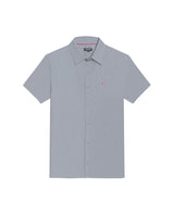 Mens Shirt Short Sleeve Slim Fit Mini Stripe Fill Fill Cotton Linen Vibrant Red Details - Dark Green 63_611H003_VER195406_3
