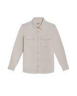Mens Shirt Long Sleeve Regular Fit Lyocell Cotton Marked Diagonal Decorative Placket Yoke Patch Pocket - Beige 63_611H006_BEI140002_0