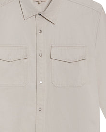 Mens Shirt Long Sleeve Regular Fit Lyocell Cotton Marked Diagonal Decorative Placket Yoke Patch Pocket - Beige 63_611H006_BEI140002_3