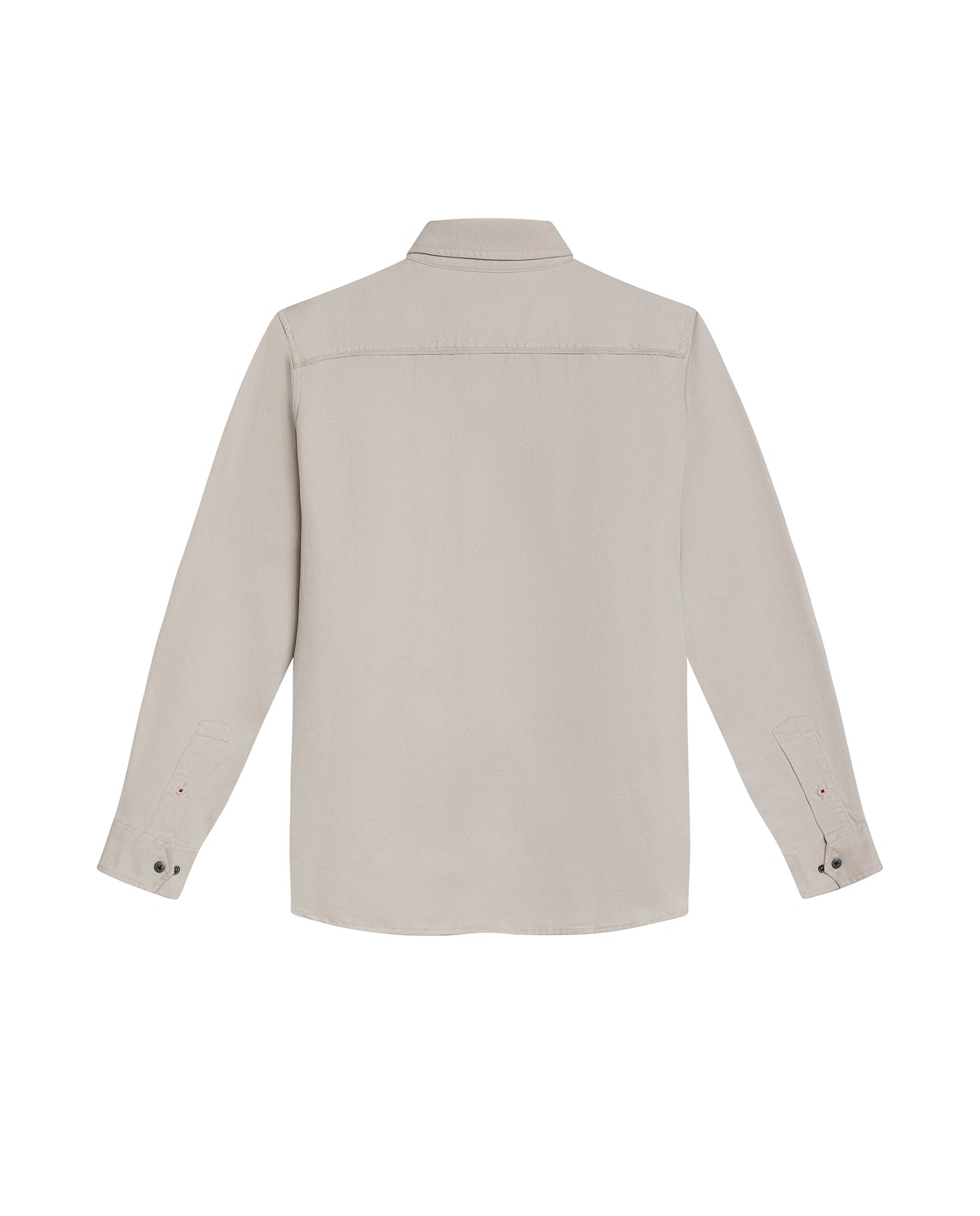 Mens Shirt Long Sleeve Regular Fit Lyocell Cotton Marked Diagonal Decorative Placket Yoke Patch Pocket - Beige 63_611H006_BEI140002_5