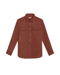 Mens Shirt Long Sleeve Regular Fit Lyocell Cotton Marked Diagonal Decorative Placket Yoke Patch Pocket - Brown 63_611H006_CAF191245_3