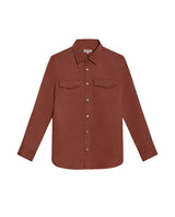 Mens Shirt Long Sleeve Regular Fit Lyocell Cotton Marked Diagonal Decorative Placket Yoke Patch Pocket - Brown 63_611H006_CAF191245_3